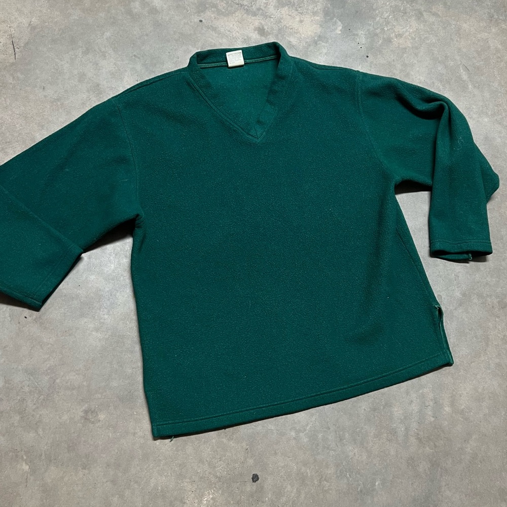 Vintage Cheetah Fleece Blank V Neck Sweatshirt 90s